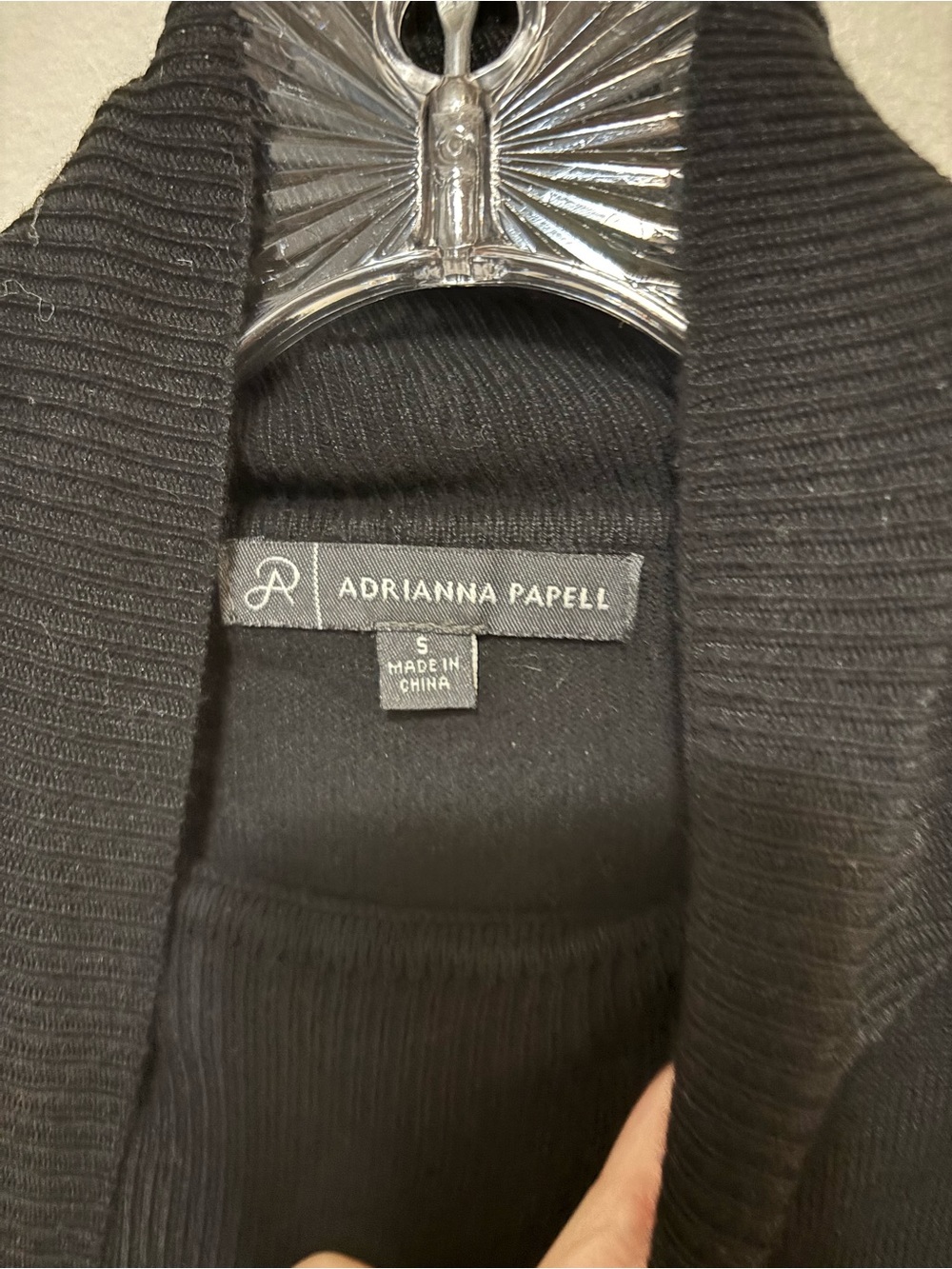 Adrianna Papell Black Turtleneck Sweater with White Shirt Hem - Picture 4 of 7